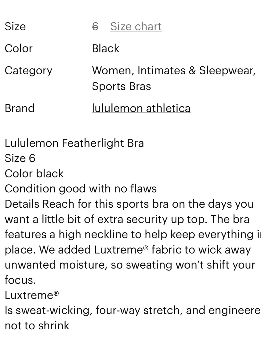 lululemon athletica featherlight luxtreme bra - Picture 12 of 12